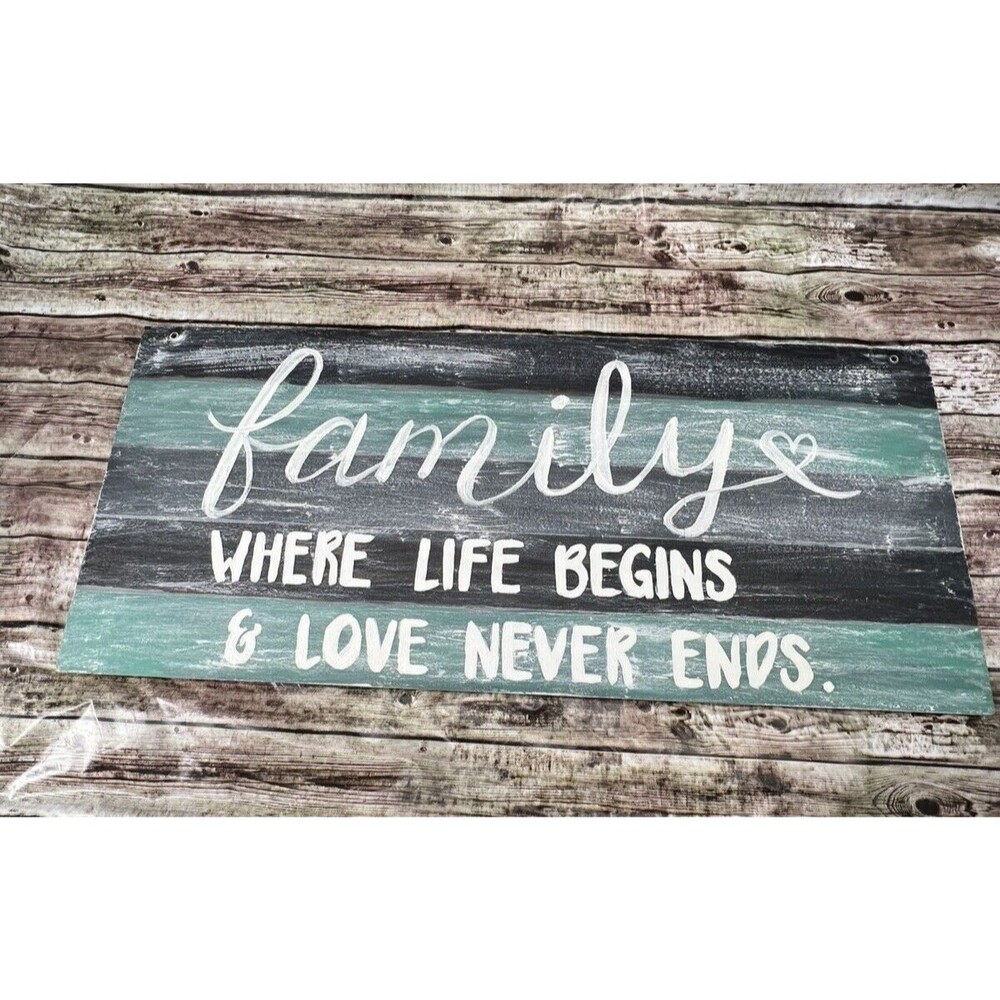 Homemade Wooden "Family Where Life Begins & Love Never Ends" Sign for Home Decor